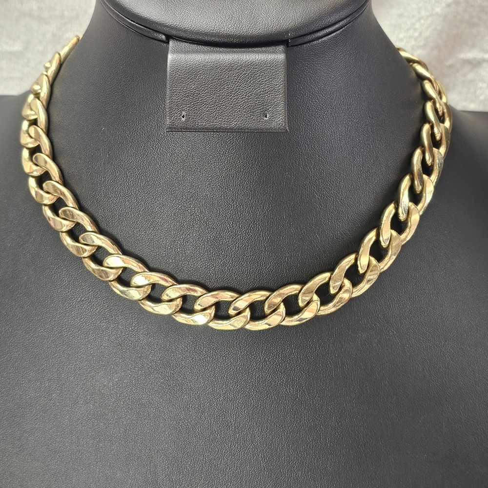 Express Gold Tone Chunky Cuban Curb Link Chain Choker Necklace Statement Y2K